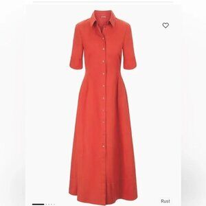 Staud Joan Stretch-Cotton Maxi Shirtdress Size 6 In Rust. (NWT)
